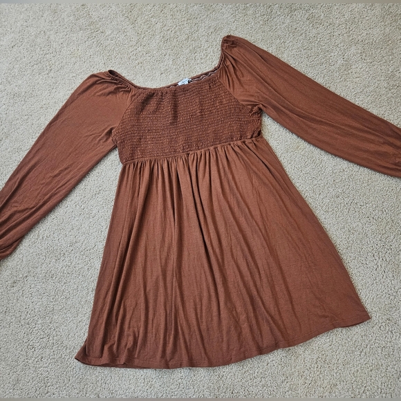 white birch Tops - White Birch Women's Size 1x Brown Long Sleeve Dress Tunic